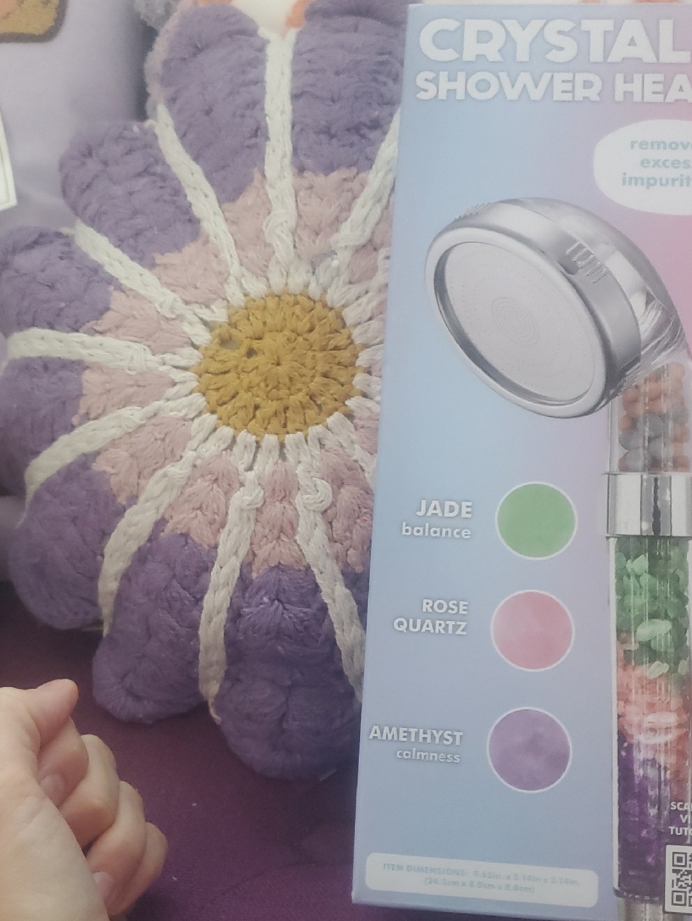 Crystal Shower Head with Amethyst, Jade and Rose Quartz Colors